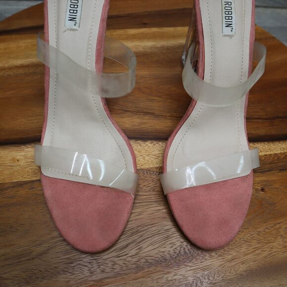 Cape Robbin Shoe Womens Size 7 Ankle Strap Pink Clear Chunky Zipper Heels Maria - Picture 3 of 11